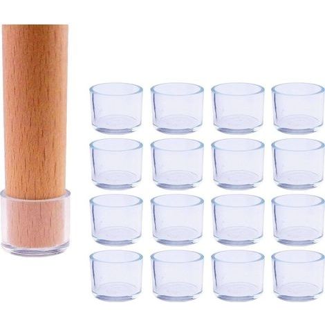 Lot de 16 Protections de Sol pour Pieds de Chaise en PVC, Anti-Rayures, Rondes, Transparentes, 32 mm (1/5)