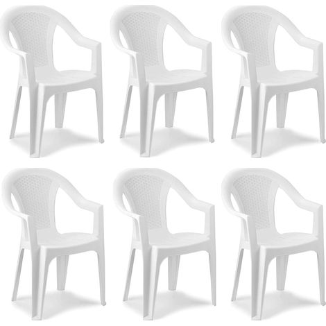 SET 6 SEDIE DA GIARDINO KORA IN POLIPROPILENE COLORE BIANCO 55 X 54 X 82 CM (1/5)