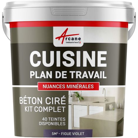 Béton ciré cuisine, plan de travail, crédence, évier sol et mur revêtement mural décoratif kit complet - 5 m² (en 2 couches) Figue - ARCANE INDUSTRIES