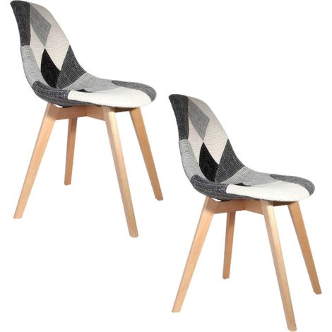 Lot de 2 chaises design scandinave PATCHWORK (1/3)