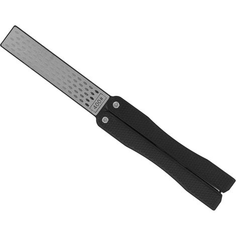 Klappbarer, fächerförmiger Messerschärfer aus Adamas, leicht und tragbar, geeignet für den Outdoor-Einsatz, schwarz (1/5)