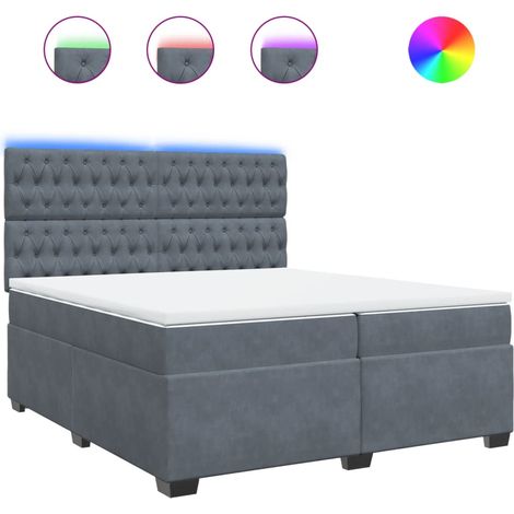 Maison Exclusive - Giroletto a Molle con Materasso Grigio Scuro 200x200 cm Velluto