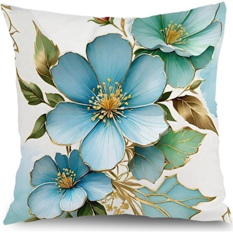 Housse de coussin extérieur floral, style ferme rustique,45×45cm (1/5)