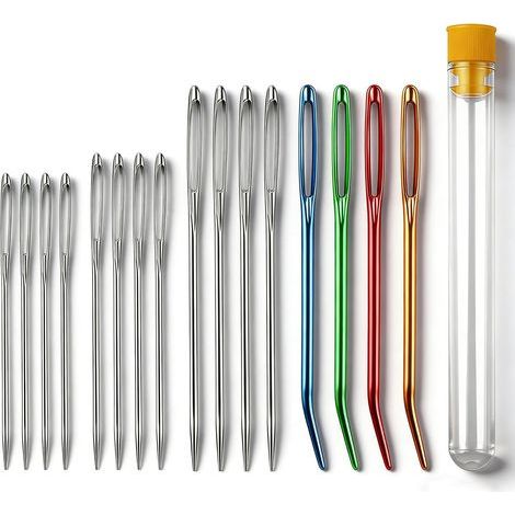 16 Sewing Needles in 3 Sizes - Darning Needles and Large Eye Wool Needles - For Leather, Knitting, Patchwork and Hand Sewing (1/5)