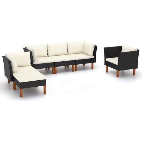 Set muebles de jardín 9 pzas ratán sintético eucalipto negro (1/5)
