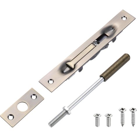 1 Pack Verrou Encastré À Tige Avec Prolongateur, 6 Pouces Verrouillage Encastré En Acier Inoxydable Pour Portes, serrure de sûreté Dissimulé Pour Portes Françaises Doubles (1/5)
