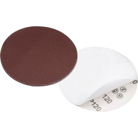 PSA-Schleifscheiben – 5 Stück – Aluminiumoxid – Selbstklebend, Körnung 120 – Holz und Metall – 150 mm (1/5)