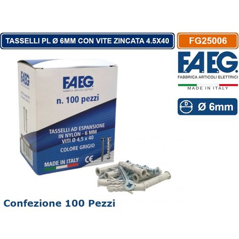 CONFEZIONE 100 PEZZI TASSELLI PL CON COLLARINO Ø6X30MM CON VITE TRUCIOLARE ZINCATA 4.5X40MM (1/2)
