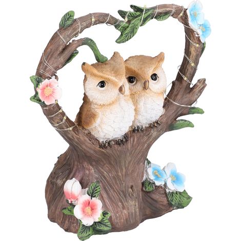 Veilleuse solaire de jardin en forme de cœur, figurine d'animaux simulant un couple, pour balcon, cour ou extérieur - JX1009 (1/5)