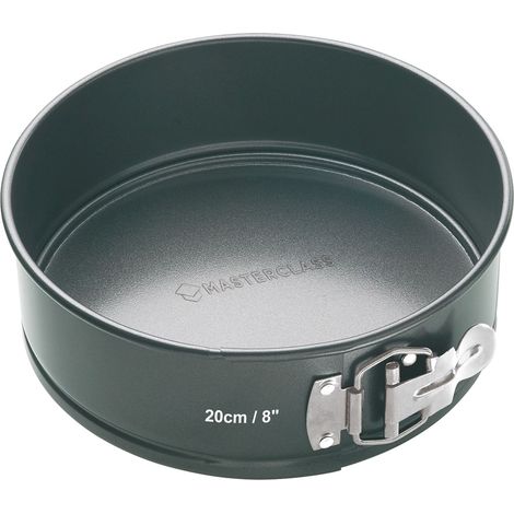 MasterClass Molde de 20 cm con PTFE, PFOA y BPA libre de antiadherente, robusto de 1 mm de espesor de acero al carbono y base suelta, 8 pulgadas de pan redondo, gris