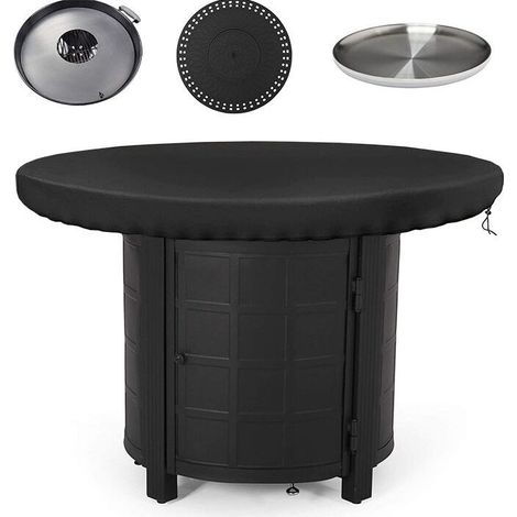 Housse de protection pour plaque de feu, 420D, étanche, anti-UV, pour plaque de feu, plaque de barbecue (diamètre 100 cm).. (1/5)