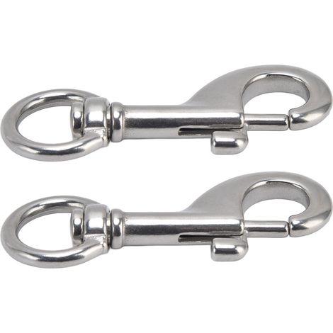 Moschettone girevole, occhiello in acciaio inox 316 di grado marino, clip da immersione a estremità singola da 87 mm, 2 pezzi. (1/5)