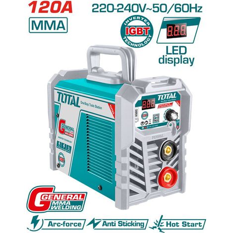 SALDATRICE INVERTER IGBT A ELETTRODO 10-120A 230V SALDATURA+ACCESSORI TOTAL