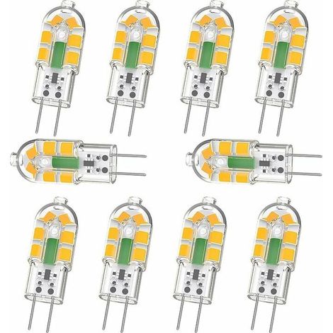 10er-Pack G4-LED-Lampen, 2 W, 240 lm, entspricht 20 W G4-Halogenlampen, warmweiß (3000 K), 12 V AC/DC, flimmerfrei, nicht dimmbar (1/5)