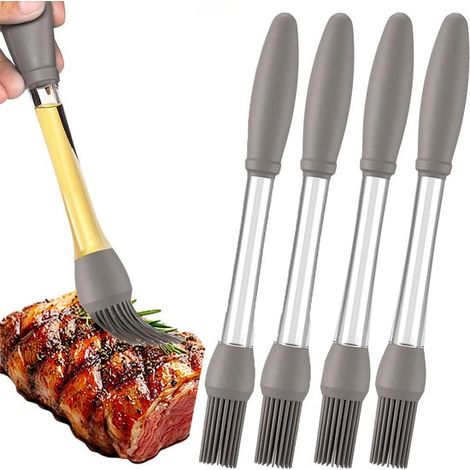 Paquete de 4 pinceles de repostería para cocinar, Pinceles de silicona resistentes al calor para cocinar, asar a la parrilla y hornear (1/5)