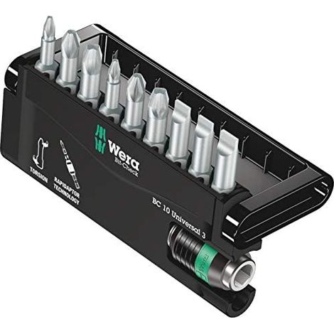 WERA - Set di bit 10 pezzi, con zona di torsione, Modello: KPS (1/5)
