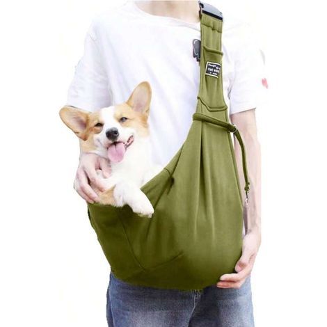 Sac de transport pour chiens et chats, sac ajustable pour petits chiens, sac principal pour chiots et chats avec plusieurs fermetures éclair à l'avant, ceinture de sécurité, lavable en machine (1/3)