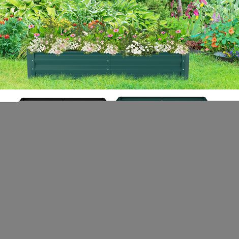SWANEW Jardinière surélevée 240x90x60 cm Lit de Jardin Metal Galvanise Bac de Plantation avec Base Ouverte pour Cultiver Fleurs Vegetaux Herbes Plantes Grasses Jardin Terrasse Patio Balcon Vert (1/5)