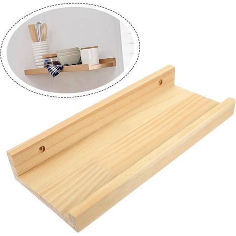Étagère flottante en chêne - Étagère en bois massif naturel de 30,5 x 15,2 cm de profondeur - Support mural pour photos (1/5)