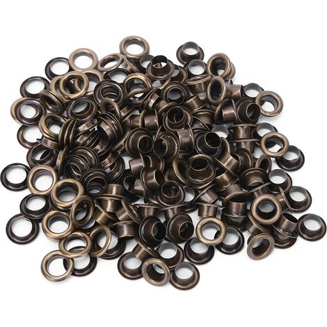 100 rivets creux à œillets double face en laiton de 6 mm pour sac à vêtements/ceinture chaussure (bronze) (1/5)