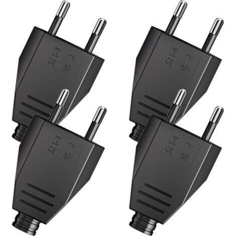 (Noir)4 Pièces Fiche Européenne Plate, Prise Electrique Male 250V 2.5A, Fiche Euro Schuko Fiche D'alimentation Domestique Décorative à Encastrer ou à Remplacer (1/5)