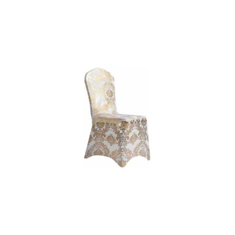 Housses de chaises de mariage, housses de chaises élastiques universelles pour restaurants et hôtels, 454,590 cm, argent et or (or) (1/5)