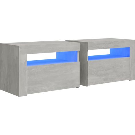 vidaXL Bedside Cabinets 2 pcs with LEDs Concrete Grey 60x35x40 cm