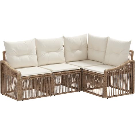 Gartensofa-set 4 pcs Beige Poly-Rattan vidaXL