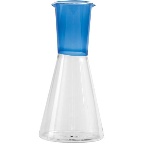 Zafferano Caraffa bicolore collezione Classy in vetro borosilicato soffiato a mano, design geometrico elegante, colore bluino e trasparente
