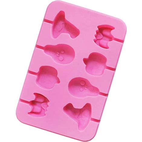 Molde de silicona para galletas con forma de piruleta de calabaza y calavera de Halloween, decorado con pastel de chocolate con rosa de silicona