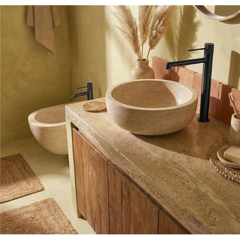 Exagonshop Coppia rubinetti lavabo alto e bidet senza scarico