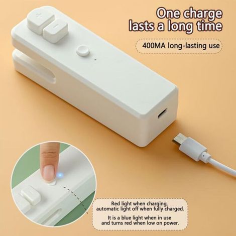Soudeuse à film mini, machine à sceller 2 en 1, petite machine sous vide, scelleuse de sacs avec cutter, recharge USB (1/5)