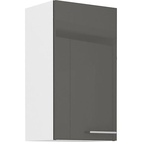 Küche Hängeschrank 40 Lara Grau Hochglanz + Weiss matt Küchenzeile Küchenblock (1/4)