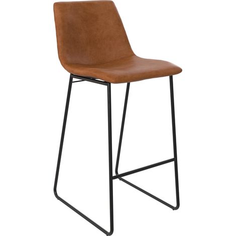 Bowden-Tabouret de bar en simili cuir caramel (1/5)