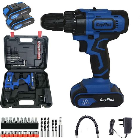 Power Screwdriver & Bits Set. High Speed, Cordless & Rechargeable Drill Driver for Wood & Plastics Drilling in Household DIY (1/5)
