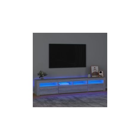Meuble TV avec lumières LED Sonoma gris 210x35x40 (1/5)
