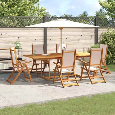 Ensemble à Manger de jardin 7 pcs-Salon de jardin bois d'acacia solide textilène 442379 (1/5)