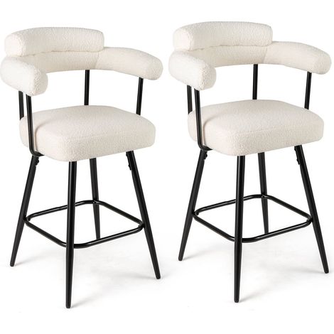 2-teiliges Set weißer Drehhocker, 360° drehbare Sitze