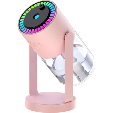 Mini humidificateur d'air (rose) alimenté par USB, avec projection de ciel étoilé et veilleuse, 2 modes de pulvérisation (1/5)