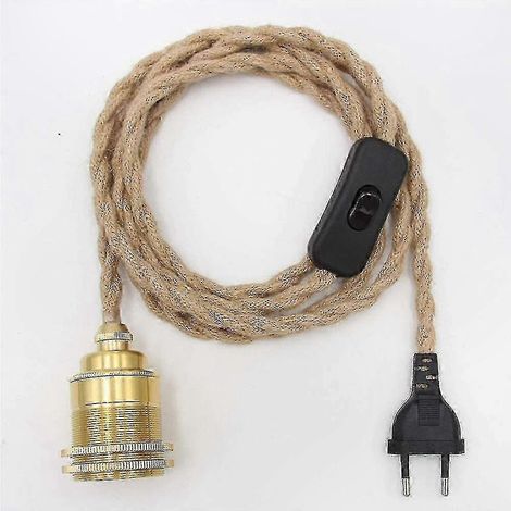 Kit de lampe suspendue à monter soi-même avec douille et interrupteur, suspension vintage en fil textile pour la décoration de la chambre et du salon (1/5)