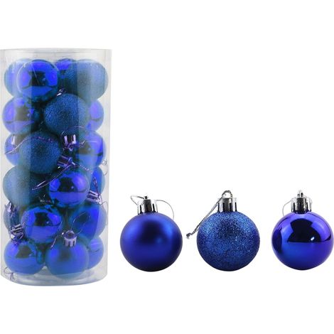 Boule De Noel - 24 Pièces - Diamètre 4 cm - En Plastique Incassable - Pour Arbre De Noël Tableau Ou Grand Arbre - Finition Brillante Mate Et Pailletée (1/5)
