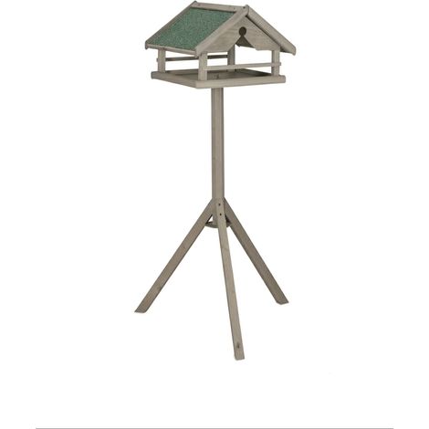 Mangeoire pour oiseaux sur pied jardin design ouvert 120 x 37 x 37,5 cm en bois de sapin naturel (1/2)