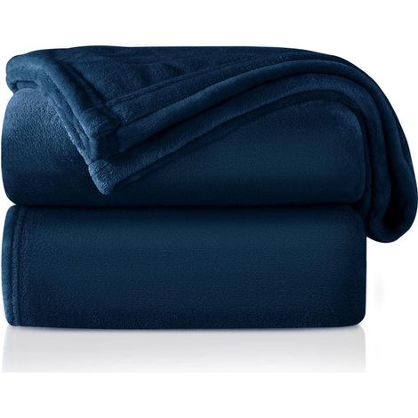 MINKUROW Manta De Peluche, Manta De Lana Esponjosa, Suave Y Cálida Para Cama, Sofá, Manta Como Manta De Sofá, 130 X 150 Cm, Azul Marino (1/5)
