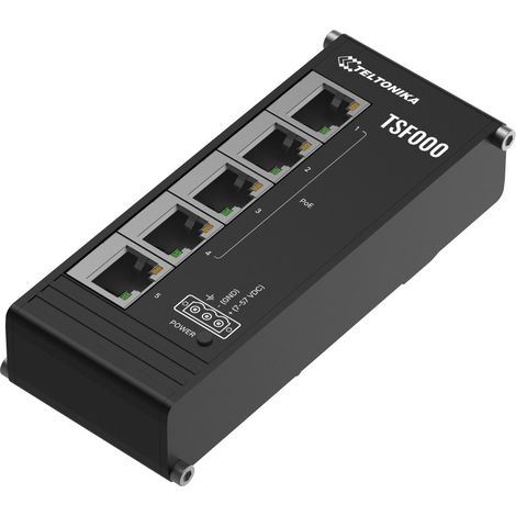 Teltonika TSF000 TSF000000000: conmutador PoE+ plano no gestionado de 5 puertos, 60 W (1/5)