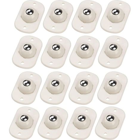 Mini roulettes auto-adhésives, roulettes à tige, roulement à rouleaux, roue universelle rotative à 360 °, poulie collante pour poubelle, boîte de rangement, petits meubles (blanc-pivotant) (1/2)