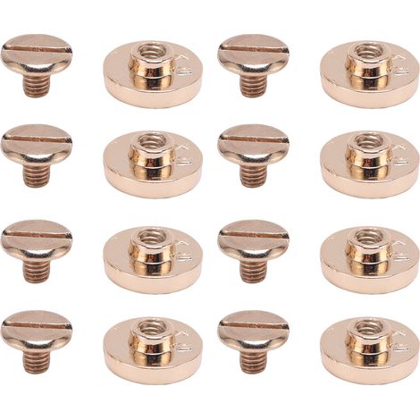 50er-Set Ledernieten mit Schrauben, Zinklegierung, multifunktional, goldfarben, flache Schlitzkappe, Buchbindestifte, Nagelnieten für Handarbeiten, 10 mm (1/5)
