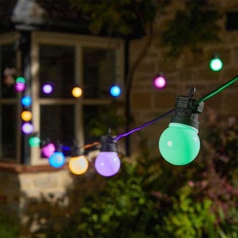 Multicolour Outdoor Festoon Lights Mains Powered 14.5m Waterproof LED String Lights Plug In Garden Patio Pergola Connectable