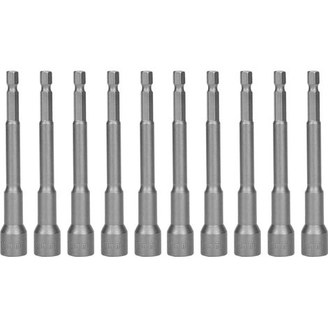 Lot de 10 embouts hexagonaux magnétiques 100mm pour vis à douille, adaptateur de perceuse 10mm, rallonge aimantée (1/5)