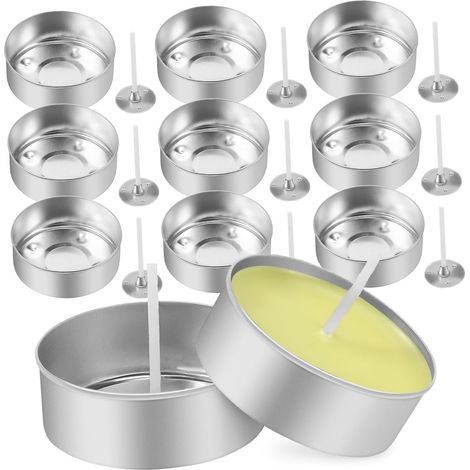 Bougies Chauffe-Plat Mèches et Contenants pour Fabrication de Bougies Boîtes Rondes pour Présentoir de Fête (1/5)