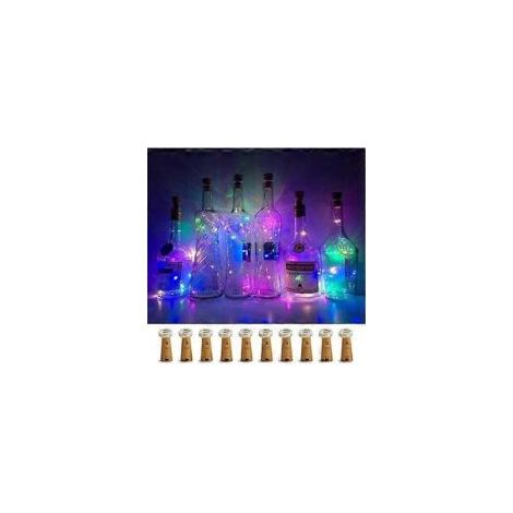 10er-Set Lichterketten in Weinflaschenform mit Korken, 10 batteriebetriebene LED-Lichter in Korkenform, silberfarbener Kupferdraht, Mini-Lichterkette in verschiedenen Farben für DIY-Projekte, Partys u